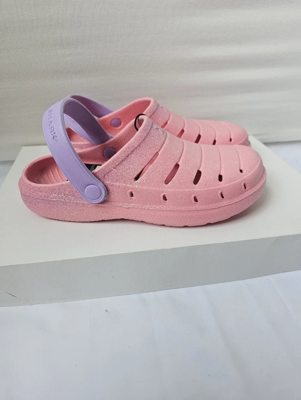 Rugged Shark Glitter Clogs - Big Girls Size 4 (NWT)